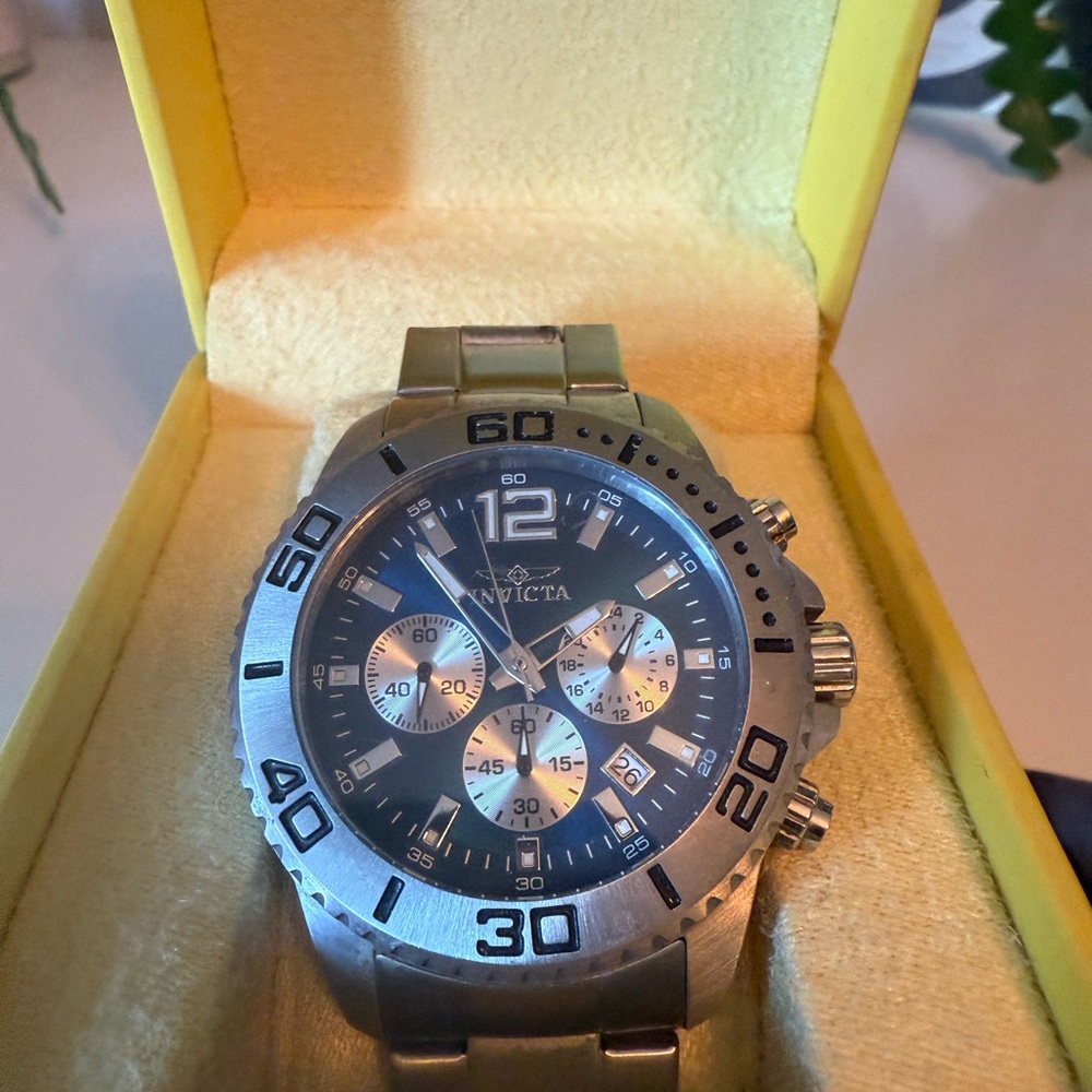 Invicta Silver and Black Multifunction Watch